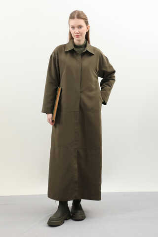 D Tokalı Trençkot Haki - 5