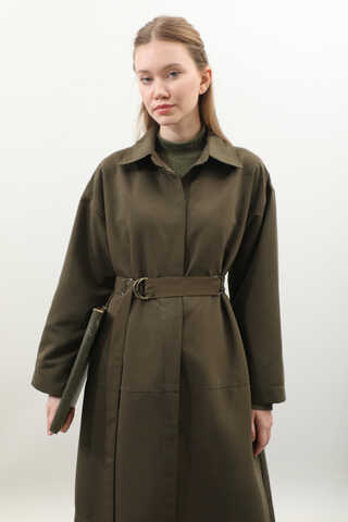 D Tokalı Trençkot Haki - 1