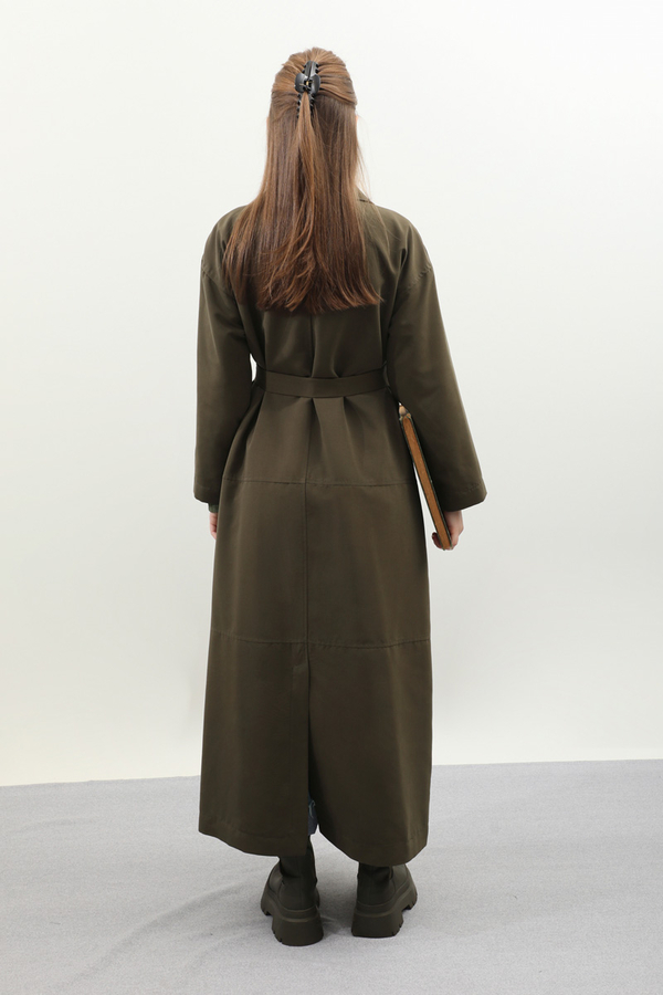 D Tokalı Trençkot Haki - 13