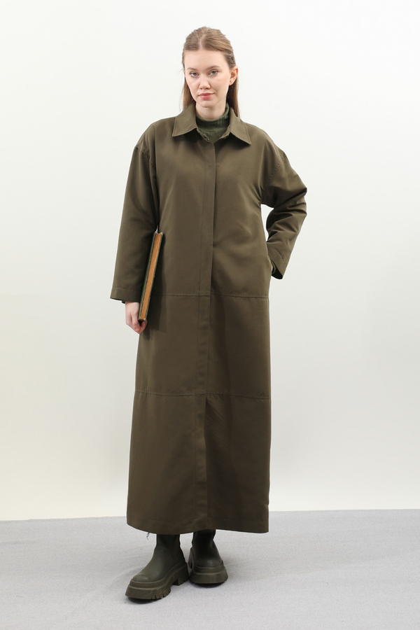 D Tokalı Trençkot Haki - 5