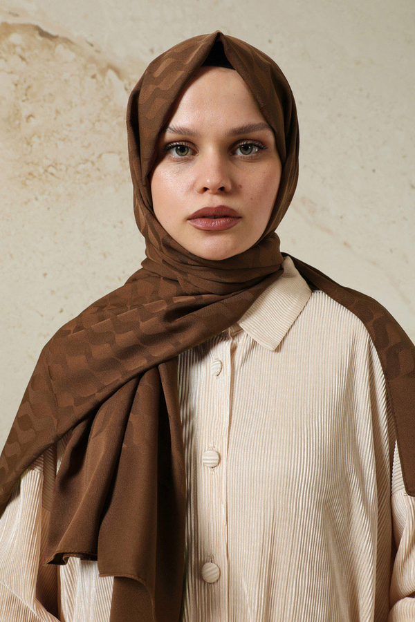 Dalga Desenli Şal Acı Kahve - 4