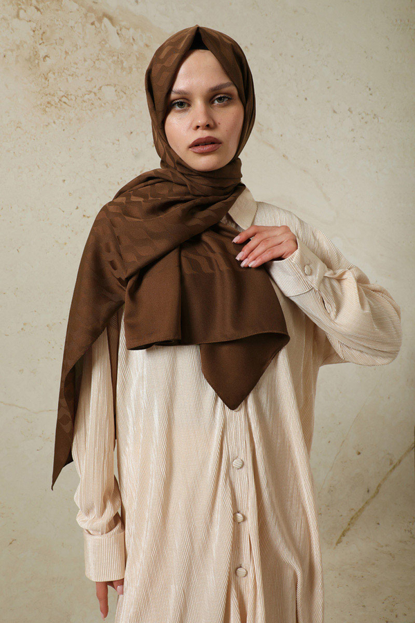 Dalga Desenli Şal Acı Kahve - 1