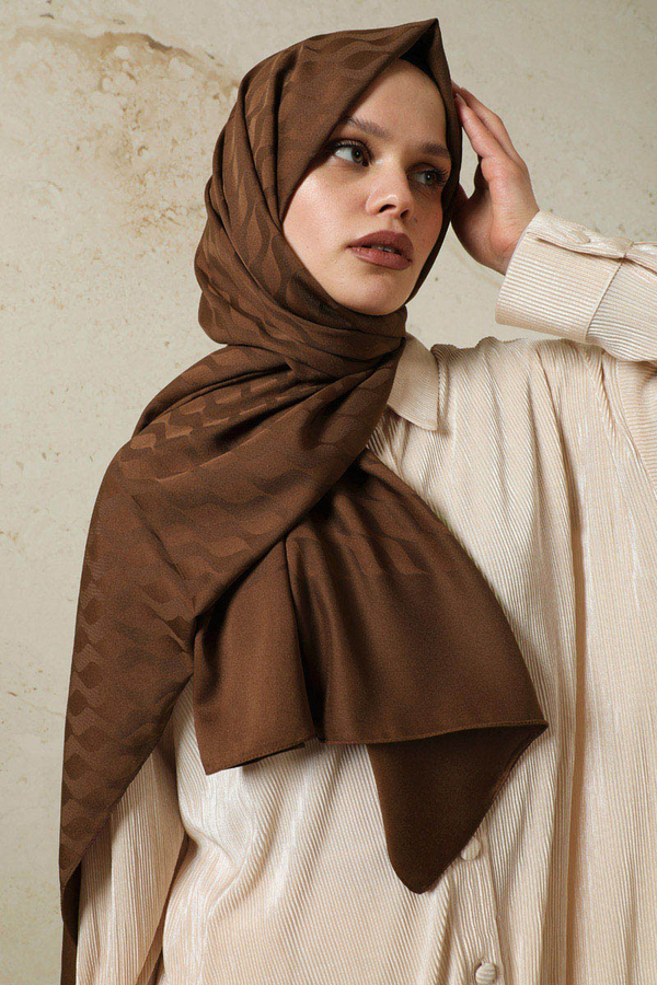 Dalga Desenli Şal Acı Kahve - 2