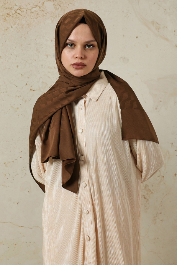 Dalga Desenli Şal Acı Kahve - 3