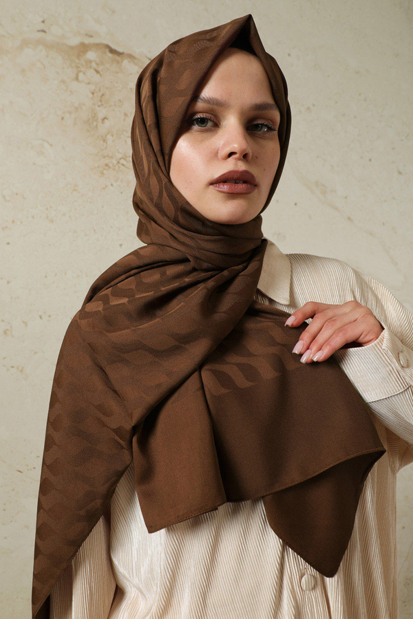 Dalga Desenli Şal Acı Kahve - 5