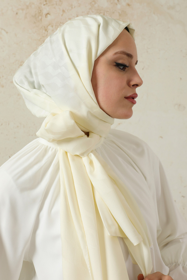 Dalga Desenli Şal Ekru - 2