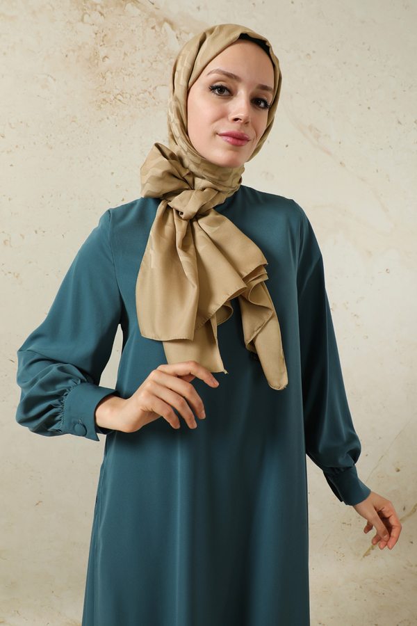 Dalga Desenli Şal Koyu Bej - 1