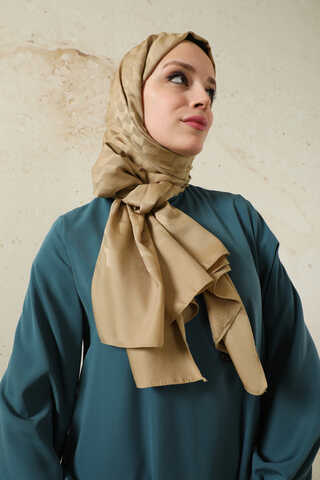 Dalga Desenli Şal Koyu Bej - 2