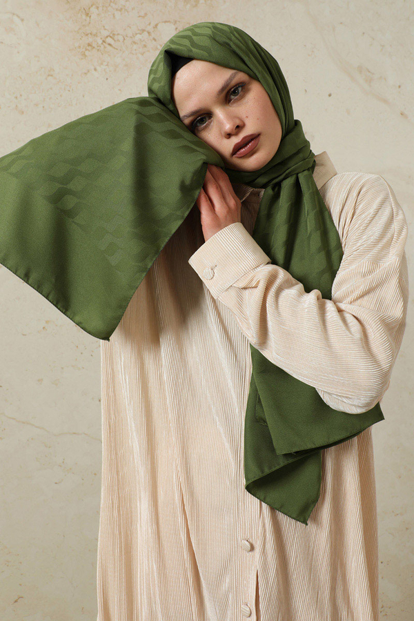 Dalga Desenli Şal Koyu Yeşil - 1