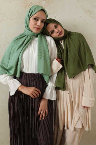 Dalga Desenli Şal Koyu Yeşil - 2