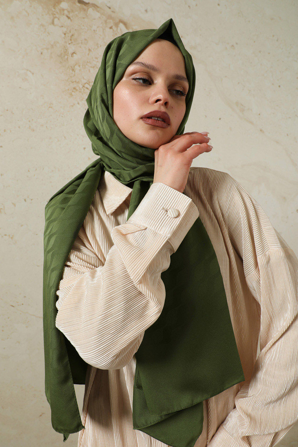 Dalga Desenli Şal Koyu Yeşil - 5