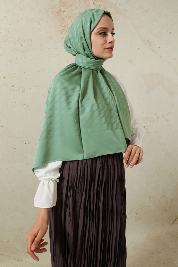 Dalga Desenli Şal Mint - 1