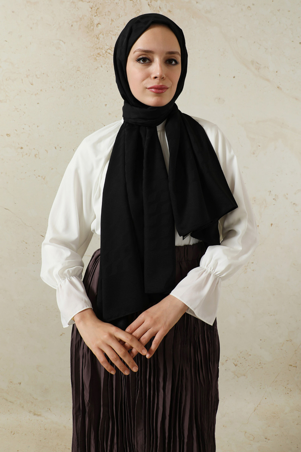Dalga Desenli Şal Siyah - 1