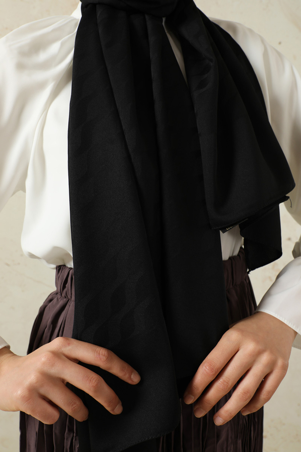 Dalga Desenli Şal Siyah - 2