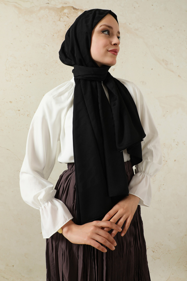 Dalga Desenli Şal Siyah - 3