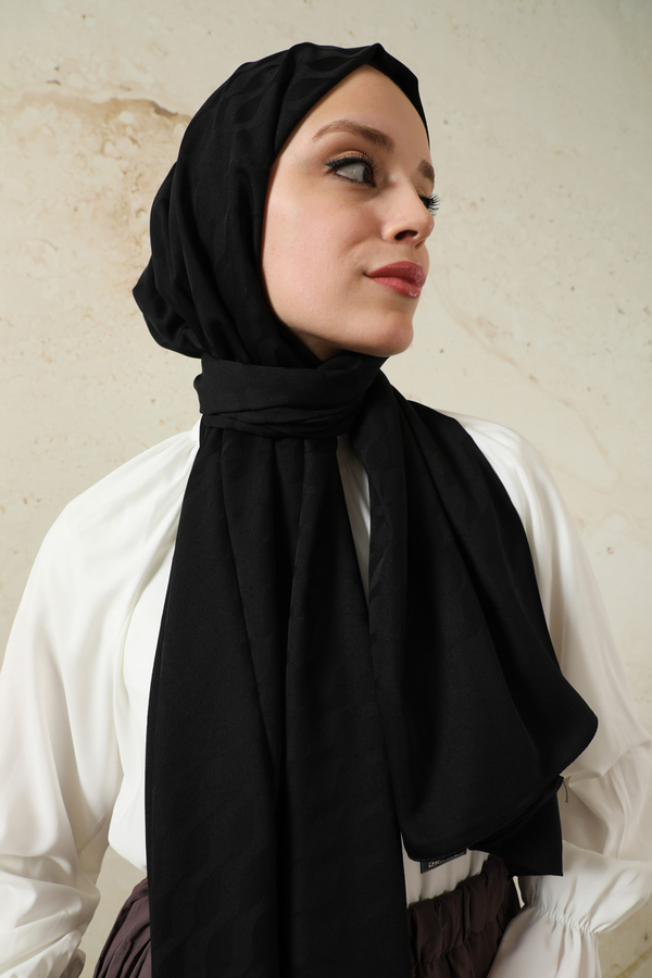 Dalga Desenli Şal Siyah - 4