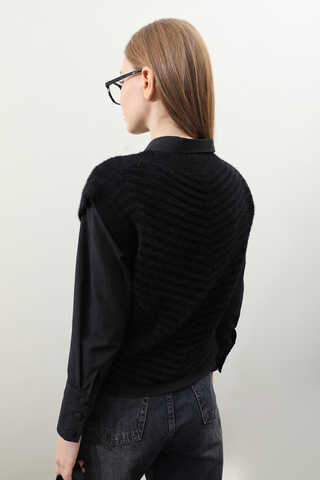 Dalga Desenli Süveter Siyah - 6