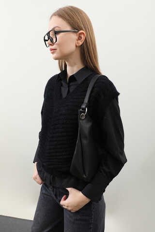 Dalga Desenli Süveter Siyah - 3