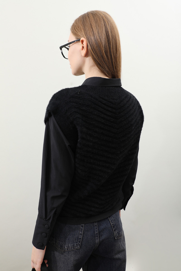 Dalga Desenli Süveter Siyah - 6