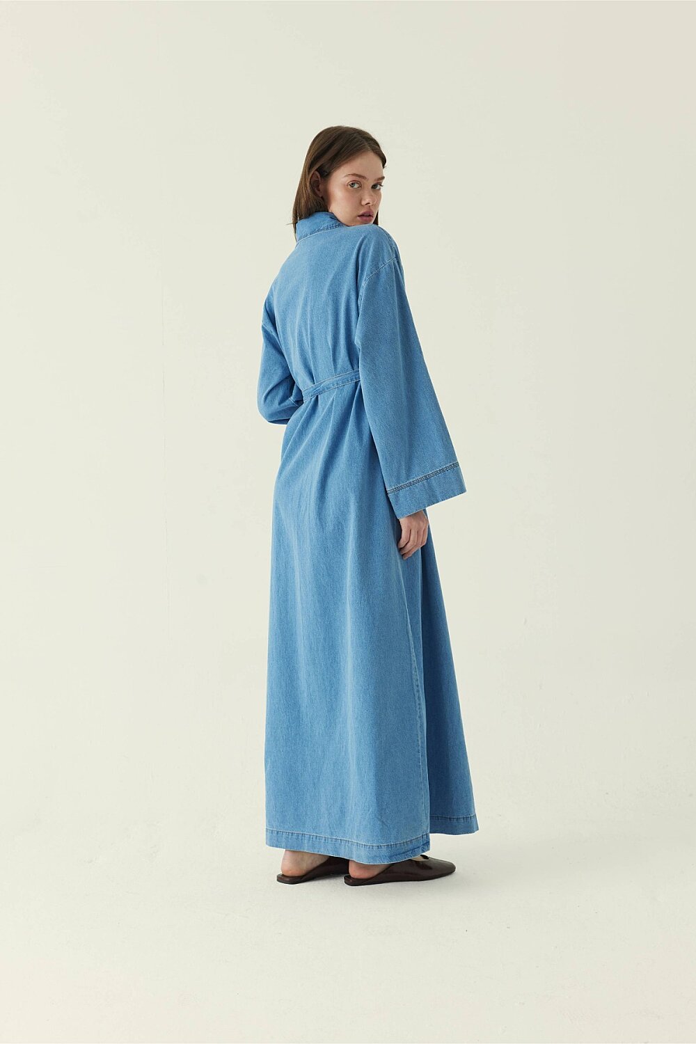 Dantel Detaylı Denim Elbise Mavi - 3