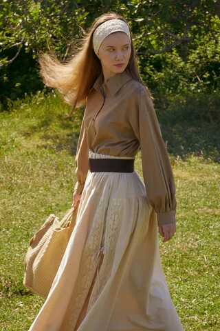 Dantel Detaylı Keten Etek Taş - 10