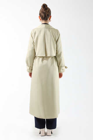 Dantel Detaylı Trençkot Ekru - 6