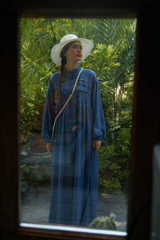 Dantel Robalı Elbise İndigo - 5