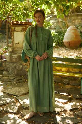 Dantel Robalı Elbise Soft Yeşil - 4