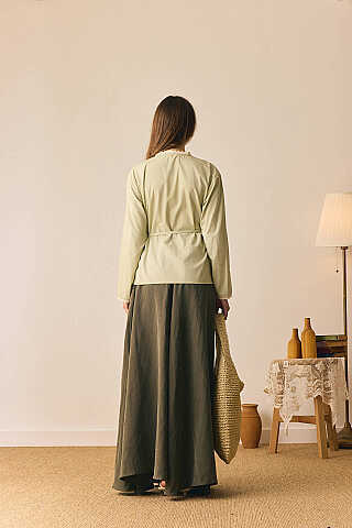 Dantelli Asimetrik Gömlek Açık Yeşil - 9