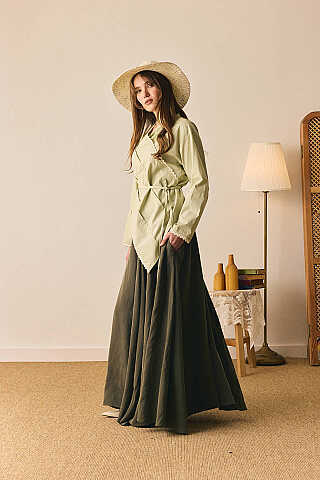 Dantelli Asimetrik Gömlek Açık Yeşil - 10