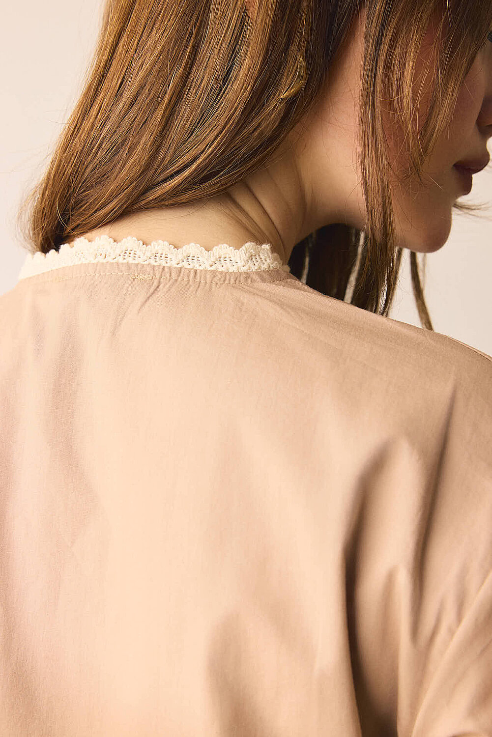 Dantelli Asimetrik Gömlek Bej - 6
