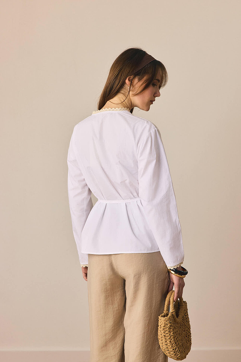 Dantelli Asimetrik Gömlek Beyaz - 6