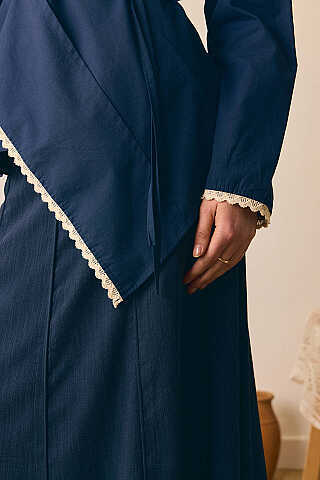 Dantelli Asimetrik Gömlek Lacivert - 2