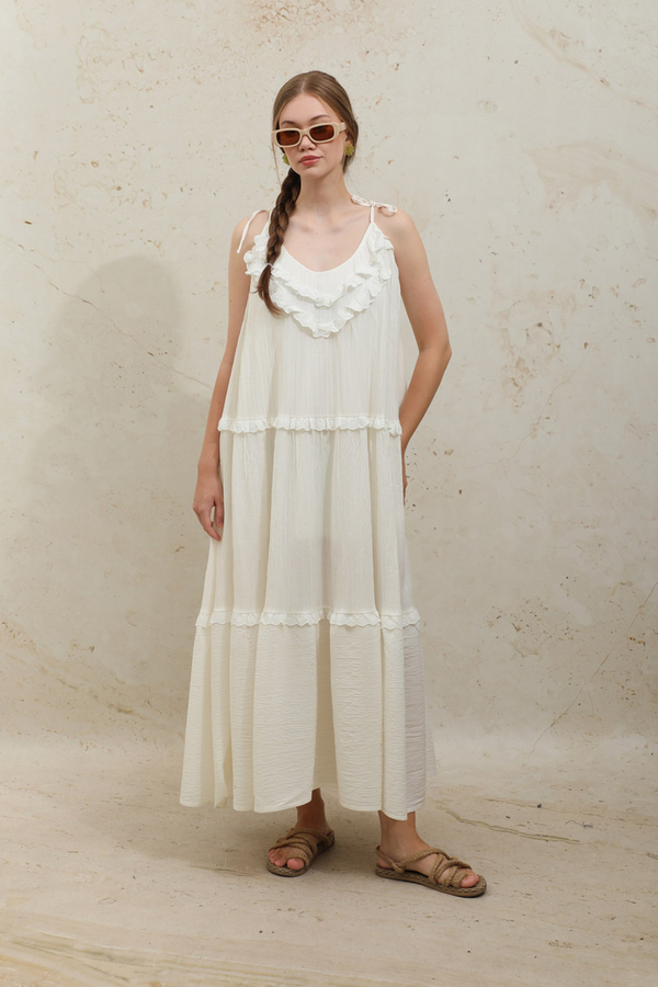 Dantelli Askılı Jile Ekru