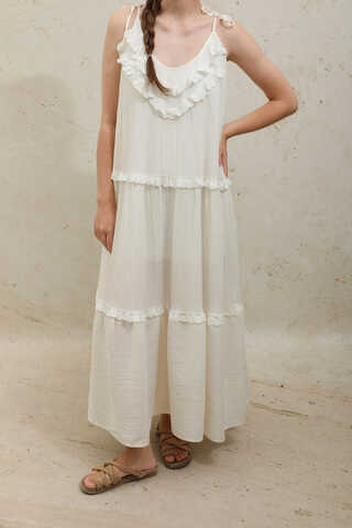 Dantelli Askılı Jile Ekru - 3