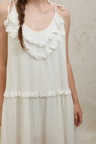 Dantelli Askılı Jile Ekru - 6