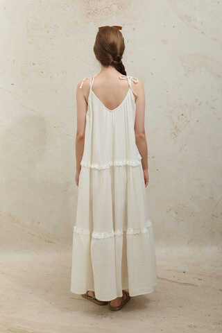 Dantelli Askılı Jile Ekru - 7