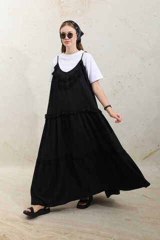 Dantelli Askılı Jile Siyah - 3