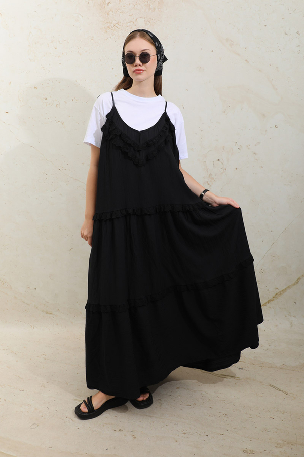 Dantelli Askılı Jile Siyah - 1