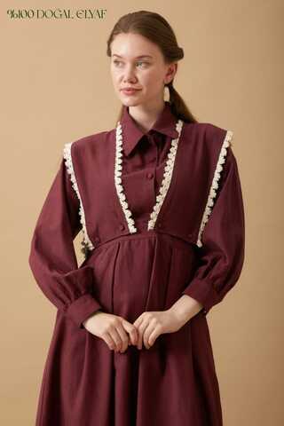 Lace Pinafore Burgundy - 12