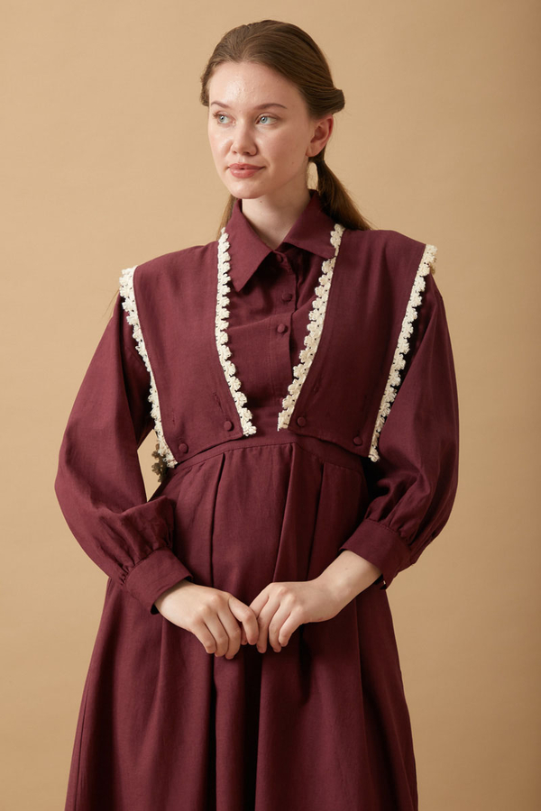 Lace Pinafore Burgundy - 18