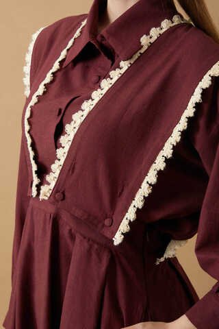 Lace Pinafore Burgundy - 14