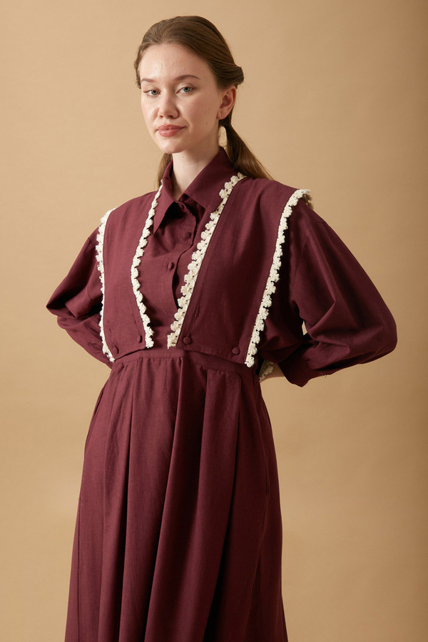 Lace Pinafore Burgundy - 16