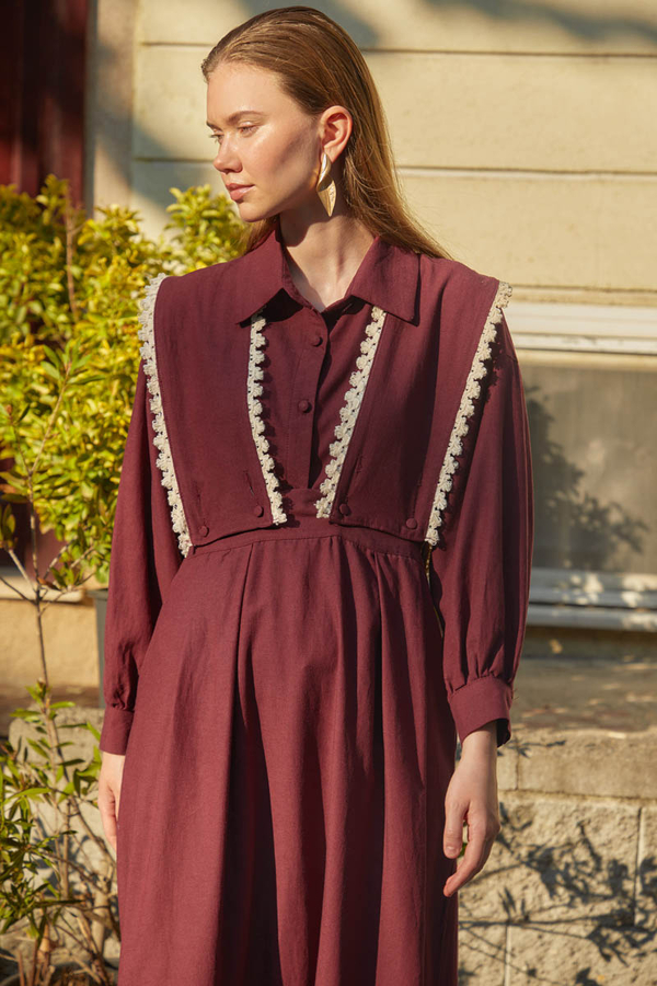 Lace Pinafore Burgundy - 11