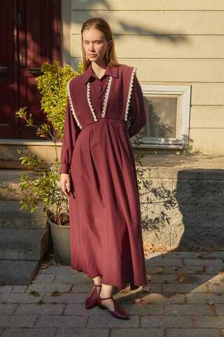 Lace Pinafore Burgundy - 10