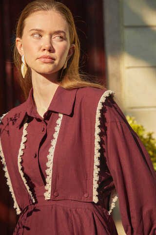 Lace Pinafore Burgundy - 9