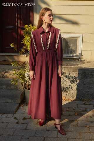 Lace Pinafore Burgundy - 2