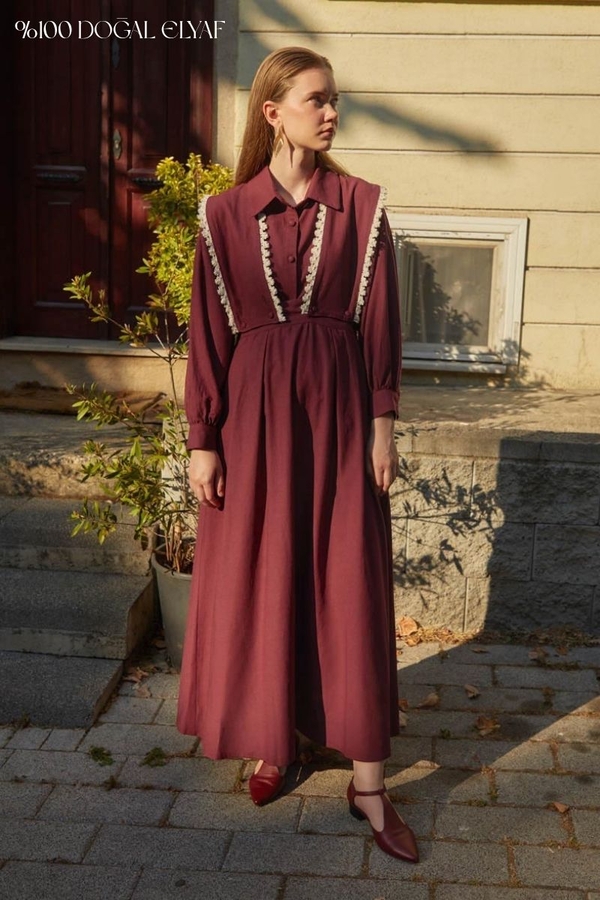 Lace Pinafore Burgundy - 2