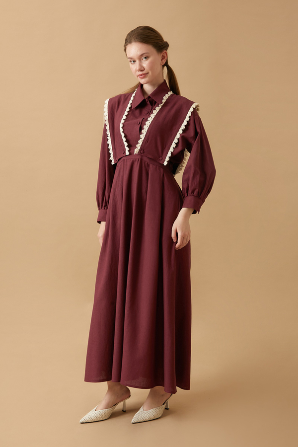 Lace Pinafore Burgundy - 13