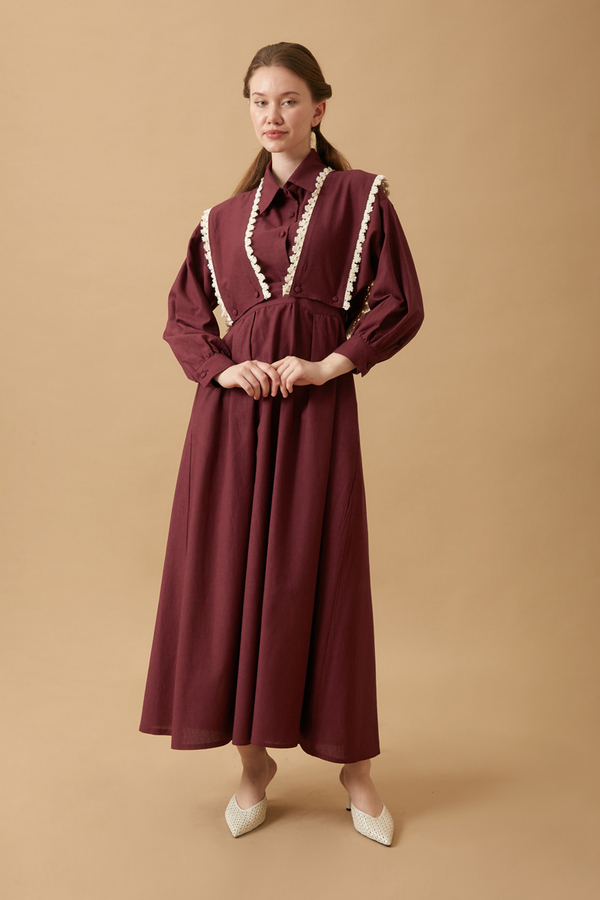 Lace Pinafore Burgundy - 15